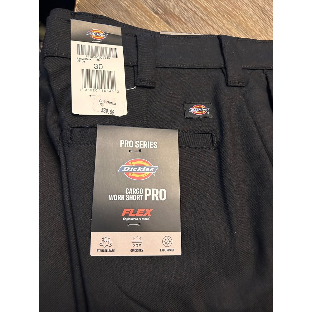 Dickies Pro Series Flex Cargo‎ Work Short Pro Black Men's Size 30 Engineered to - Picture 7 of 7